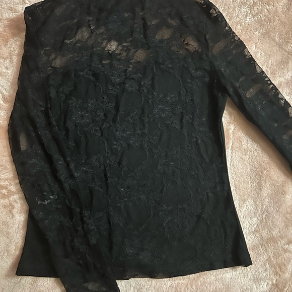 NEW Sheer Lace Long Sleeve Tee Top - Picture 8 of 9